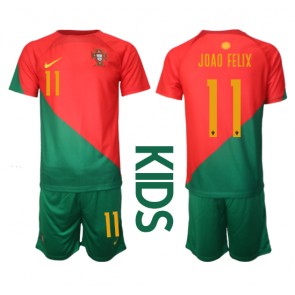 Portugal Joao Felix #11 Hjemmebanesæt Børn VM 2022 Kort ærmer (+ korte bukser)